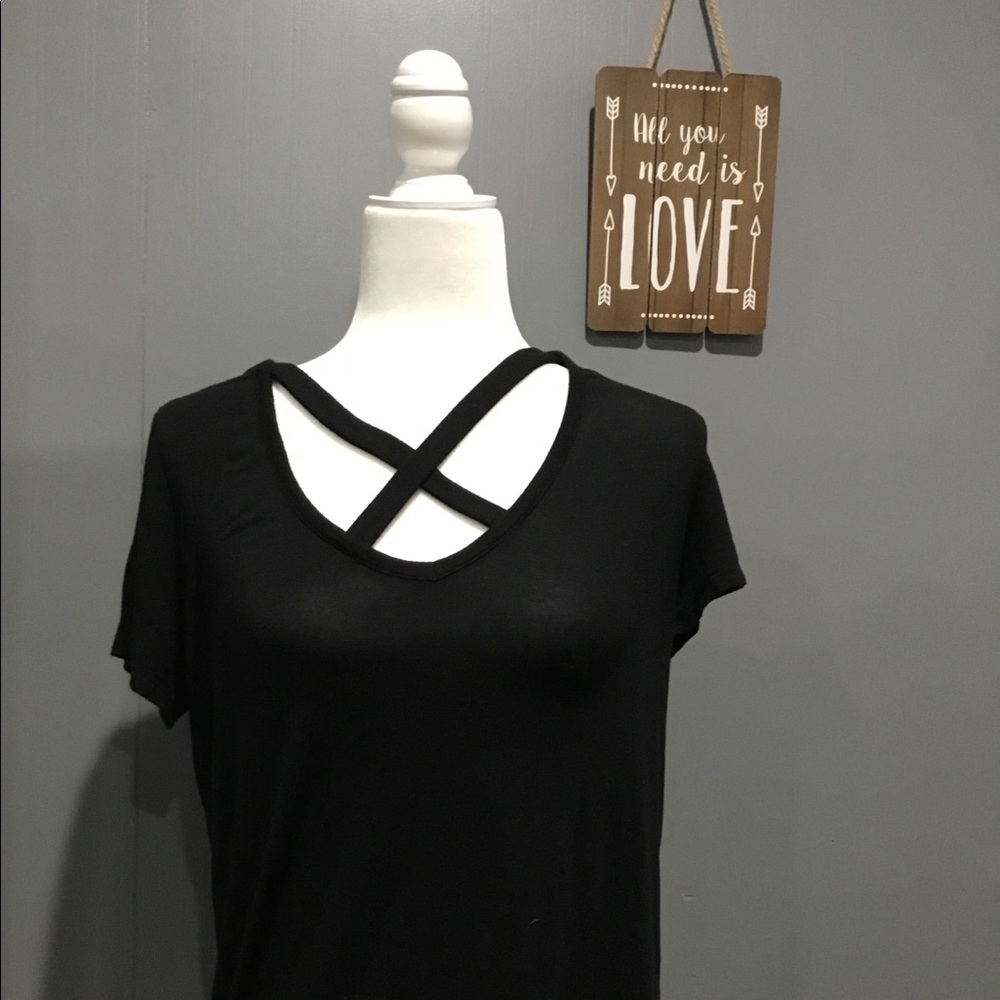 Express One Eleven Criss Cross Tunic Tee - Picture 1 of 2